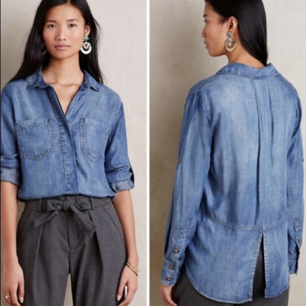 Anthropologie Cloth & Stone Chambray Shirt/Blouse